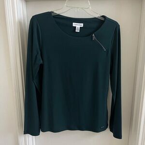 Calvin Klein Women's Dark Green Long Sleeve Top